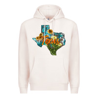 Pale Pink western texas map Premium Hoodie - AdoDesignShop