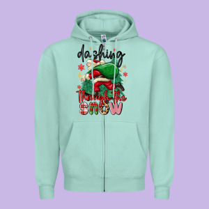 Dashing Through The Snow Zipper Hoodie Designed By Maliassmallbusiness