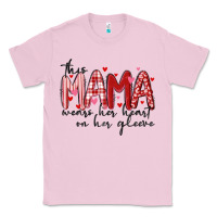 Bubblegum Pink this mama wears her heart on her gleeve Classic Tee - MaliasSmallBusiness