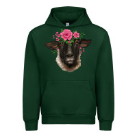 Forest Green suffolk ewe sheep with floral headdress Urban Hoodie - BarkalooDesign