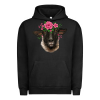 Pigment Black suffolk ewe sheep with floral headdress Urban Hoodie - BarkalooDesign