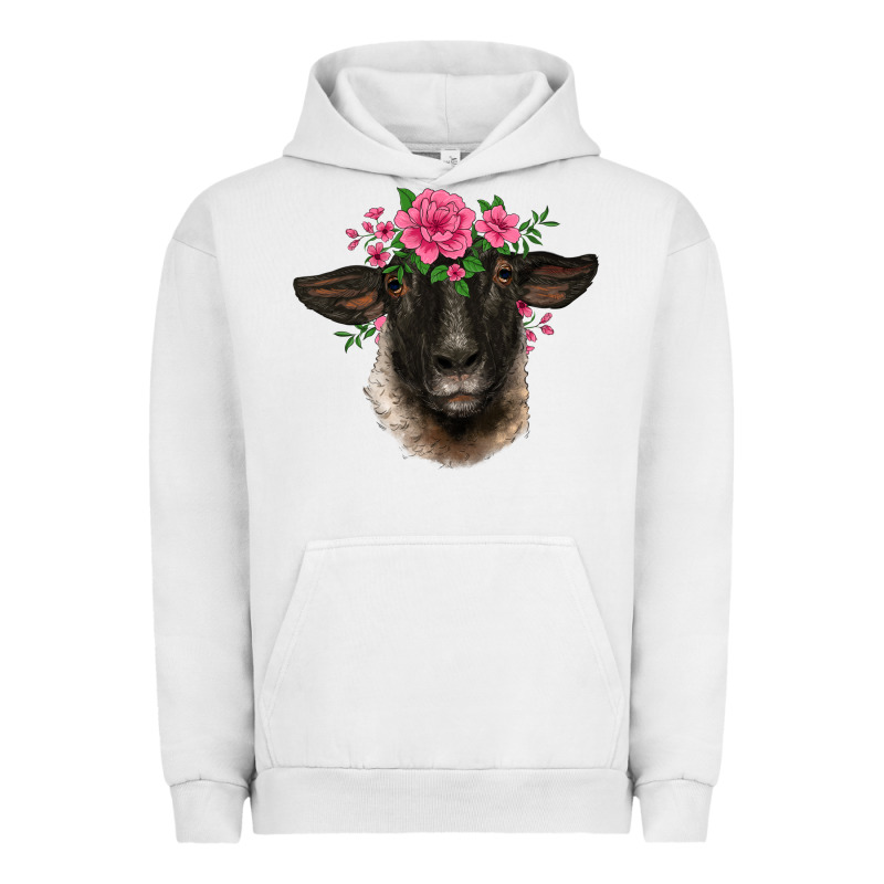 Suffolk Ewe Sheep With Floral Headdress Urban Hoodie by BarkalooDesign | Teevron