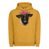 Pigment Peanut Butter suffolk ewe sheep with floral headdress Urban Hoodie - BarkalooDesign