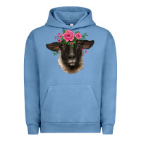 Pigment Pebble Blue suffolk ewe sheep with floral headdress Urban Hoodie - BarkalooDesign
