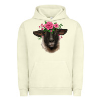 Pigment Pistachio suffolk ewe sheep with floral headdress Urban Hoodie - BarkalooDesign