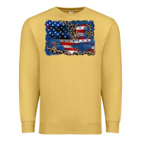 Antique Gold Leopard glitter American flag 4th of july Premium Sweatshirt - CowGirlArtShop