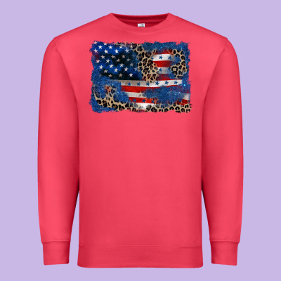 Leopard Glitter American Flag 4th Of July Premium Sweatshirt Designed By Cowgirlartshop