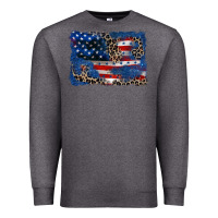Charcoal Heather Leopard glitter American flag 4th of july Premium Sweatshirt - CowGirlArtShop
