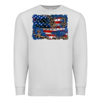 Dove Grey Leopard glitter American flag 4th of july Premium Sweatshirt - CowGirlArtShop