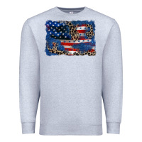 Heather Grey Leopard glitter American flag 4th of july Premium Sweatshirt - CowGirlArtShop