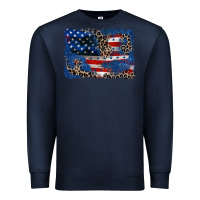Navy Leopard glitter American flag 4th of july Premium Sweatshirt - CowGirlArtShop