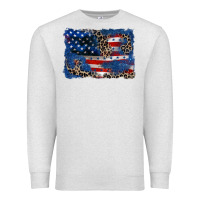 Oatmeal Heather Leopard glitter American flag 4th of july Premium Sweatshirt - CowGirlArtShop