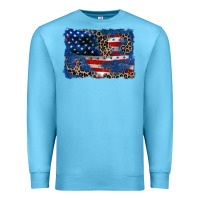 Ocean Blue Leopard glitter American flag 4th of july Premium Sweatshirt - CowGirlArtShop