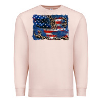 Pale Pink Leopard glitter American flag 4th of july Premium Sweatshirt - CowGirlArtShop