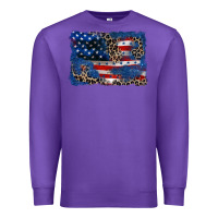 Purple Leopard glitter American flag 4th of july Premium Sweatshirt - CowGirlArtShop