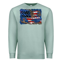 Seafoam Leopard glitter American flag 4th of july Premium Sweatshirt - CowGirlArtShop
