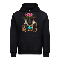 Black suffolk ewe peeking with floral headdress Urban Hoodie - BarkalooDesign