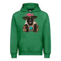Emerald suffolk ewe peeking with floral headdress Urban Hoodie - BarkalooDesign