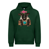 Forest Green suffolk ewe peeking with floral headdress Urban Hoodie - BarkalooDesign