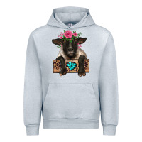 Heather Grey suffolk ewe peeking with floral headdress Urban Hoodie - BarkalooDesign