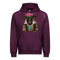 Mauve Wine suffolk ewe peeking with floral headdress Urban Hoodie - BarkalooDesign