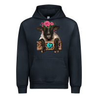 Navy suffolk ewe peeking with floral headdress Urban Hoodie - BarkalooDesign
