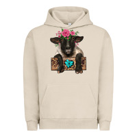 Pigment French Oak suffolk ewe peeking with floral headdress Urban Hoodie - BarkalooDesign
