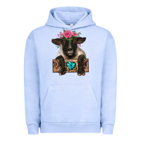 Pigment Grape Ice suffolk ewe peeking with floral headdress Urban Hoodie - BarkalooDesign