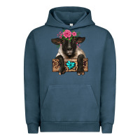 Pigment Midnight Navy suffolk ewe peeking with floral headdress Urban Hoodie - BarkalooDesign