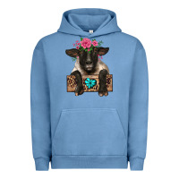 Pigment Pebble Blue suffolk ewe peeking with floral headdress Urban Hoodie - BarkalooDesign