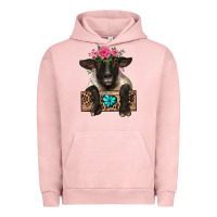Pigment Salmon suffolk ewe peeking with floral headdress Urban Hoodie - BarkalooDesign