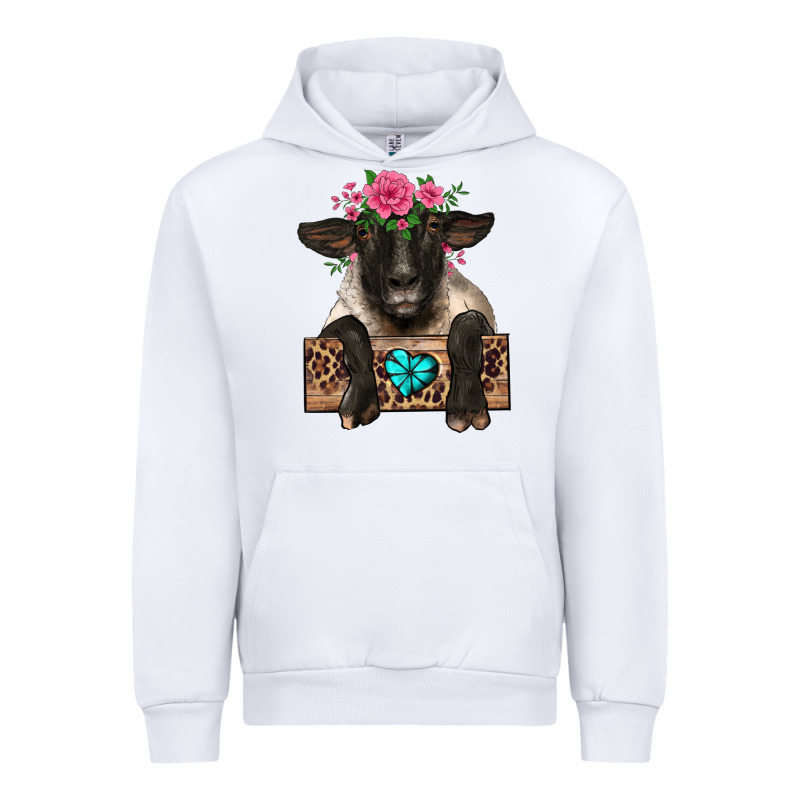 Suffolk Ewe Peeking With Floral Headdress Urban Hoodie by BarkalooDesign | Teevron