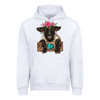 White suffolk ewe peeking with floral headdress Urban Hoodie - BarkalooDesign