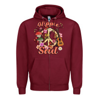 Burgundy hippie soul Zipper Hoodie - MaliasSmallBusiness