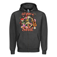 Charcoal Heather hippie soul Zipper Hoodie - MaliasSmallBusiness
