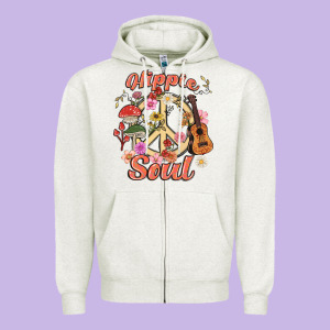 Hippie Soul Zipper Hoodie Designed By Maliassmallbusiness