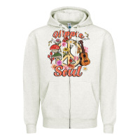 Oatmeal Heather hippie soul Zipper Hoodie - MaliasSmallBusiness