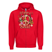Red hippie soul Zipper Hoodie - MaliasSmallBusiness