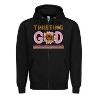 Black im just out here trusting god Zipper Hoodie - MaliasSmallBusiness