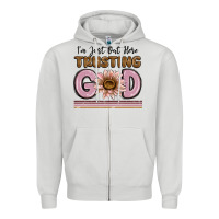 Dove Grey im just out here trusting god Zipper Hoodie - MaliasSmallBusiness