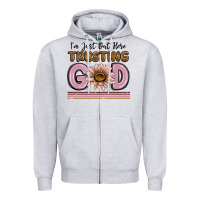 Heather Grey im just out here trusting god Zipper Hoodie - MaliasSmallBusiness