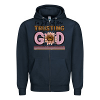 Navy im just out here trusting god Zipper Hoodie - MaliasSmallBusiness
