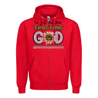 Red im just out here trusting god Zipper Hoodie - MaliasSmallBusiness
