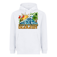 White beachin Heavyweight Hoodie - texasbilliewilder