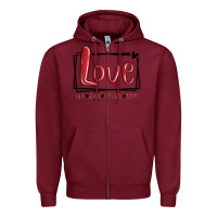 Burgundy love all day every day hearts Zipper Hoodie - MaliasSmallBusiness