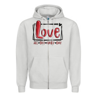 Dove Grey love all day every day hearts Zipper Hoodie - MaliasSmallBusiness