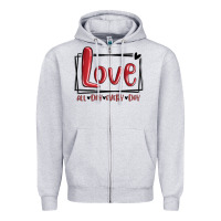 Heather Grey love all day every day hearts Zipper Hoodie - MaliasSmallBusiness