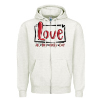 Oatmeal Heather love all day every day hearts Zipper Hoodie - MaliasSmallBusiness