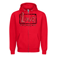 Red love all day every day hearts Zipper Hoodie - MaliasSmallBusiness