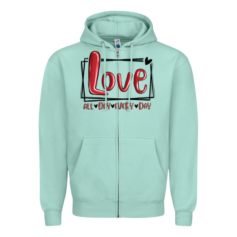 Love All Day Every Day Hearts Zipper Hoodie by MaliasSmallBusiness | Teevron